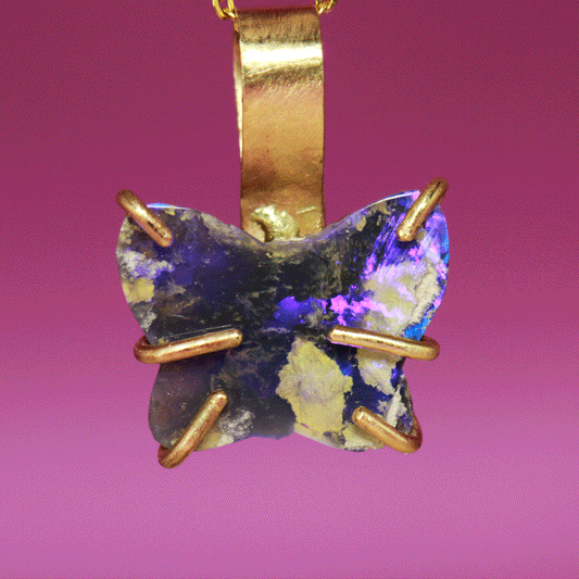 Blue-Violet Butterfly opal pendant