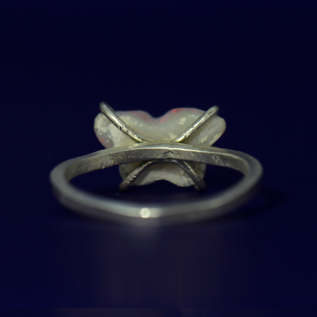 White Opal Butterfly ring