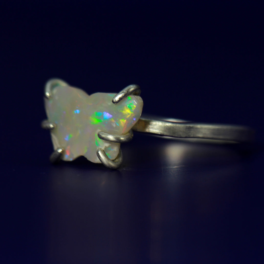 White Opal Butterfly ring