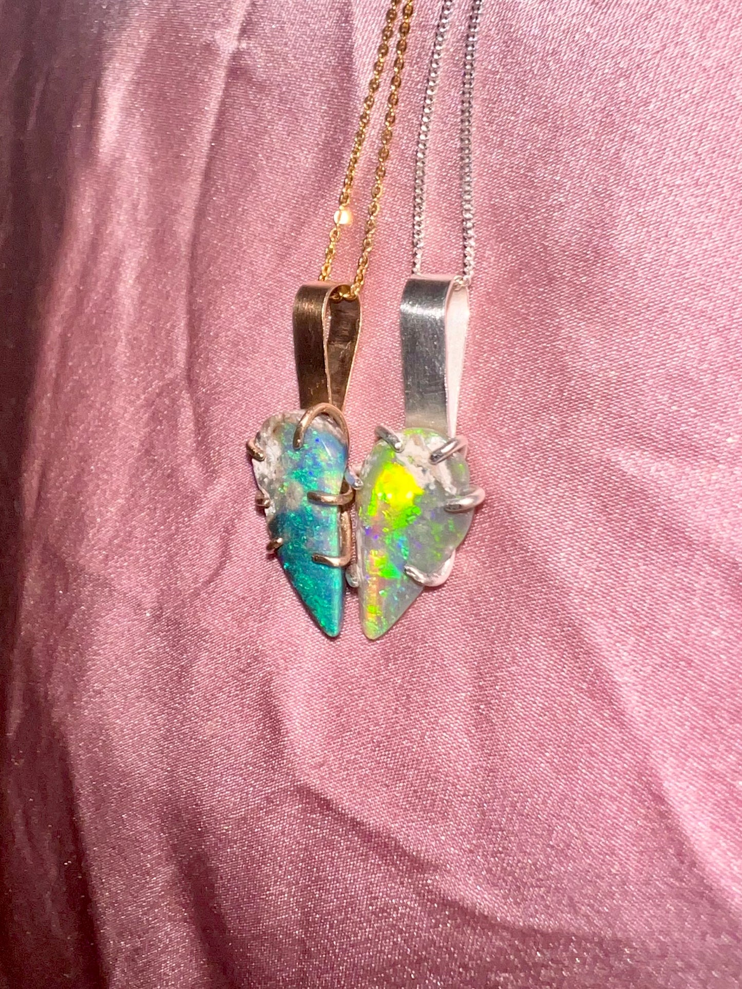 Blue and Green 2-in-1  Heart necklaces