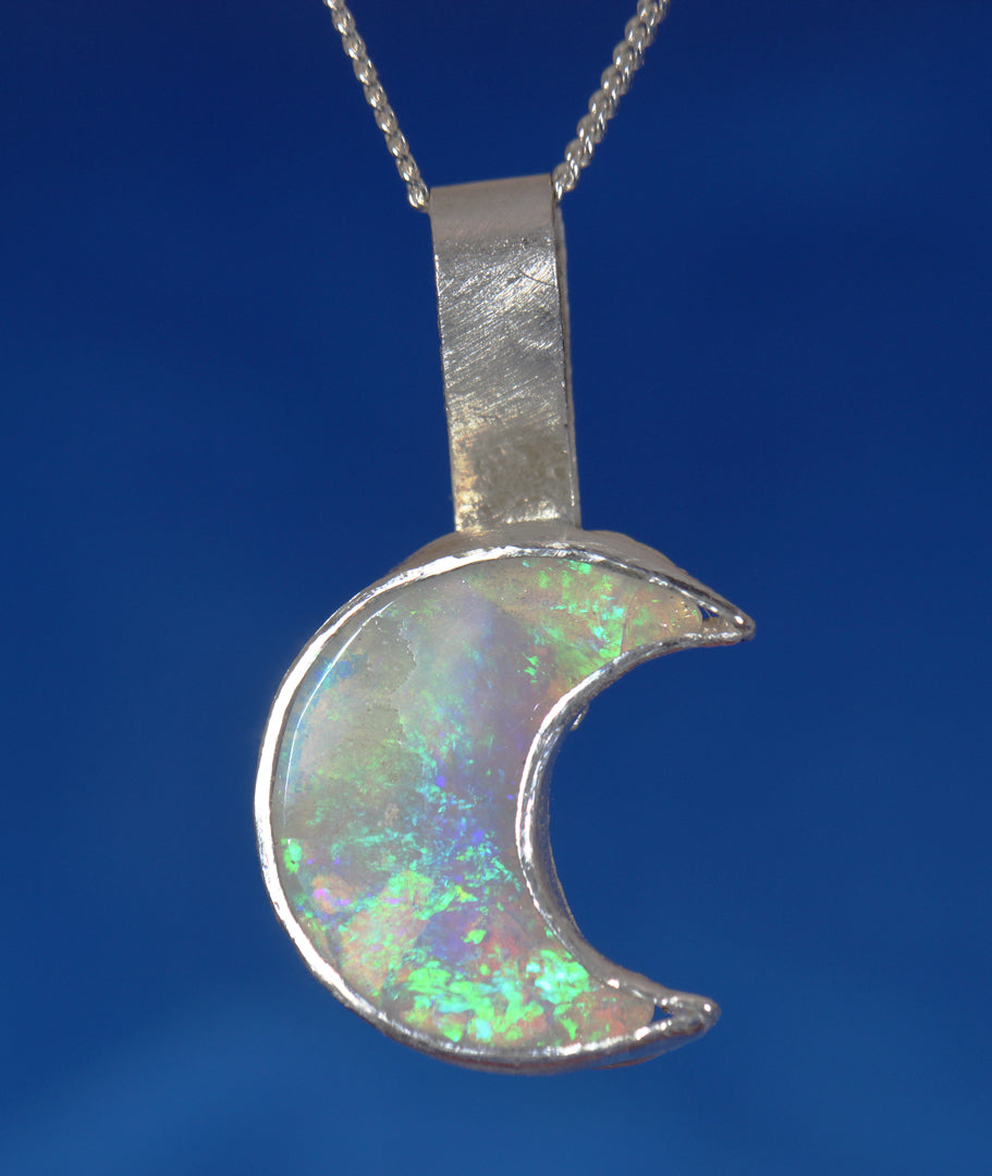 Crescent Moon Opal Pendant 