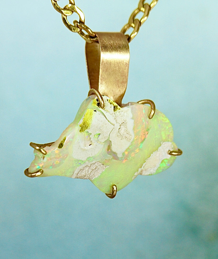Dolphin Opal Pendant in solid gold