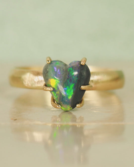 Heart of the Ocean Black Opal heart ring