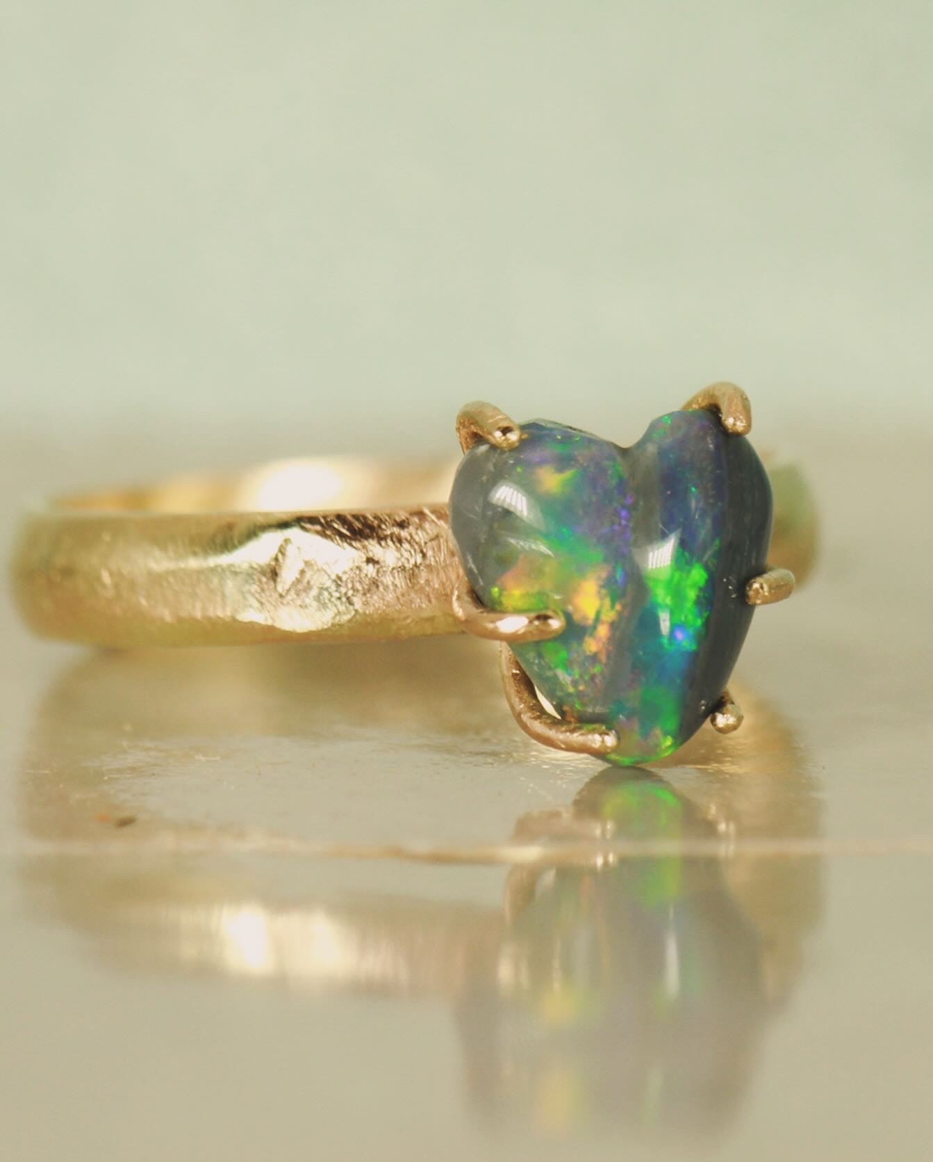 Heart of the Ocean Black Opal heart ring