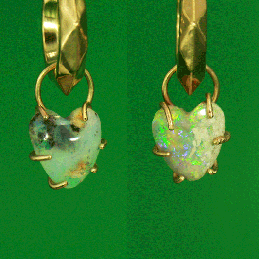 Evergreen Hearts opal earring charms