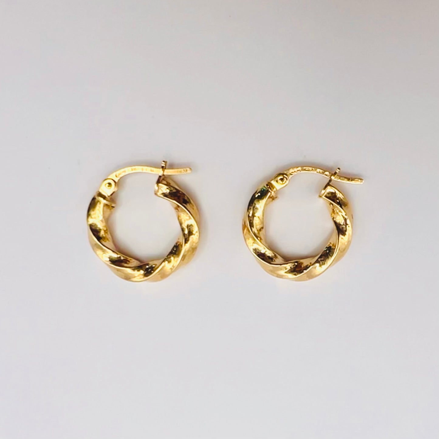 MADE in ITALY Solid 9ct Yellow Gold Twist Hoops