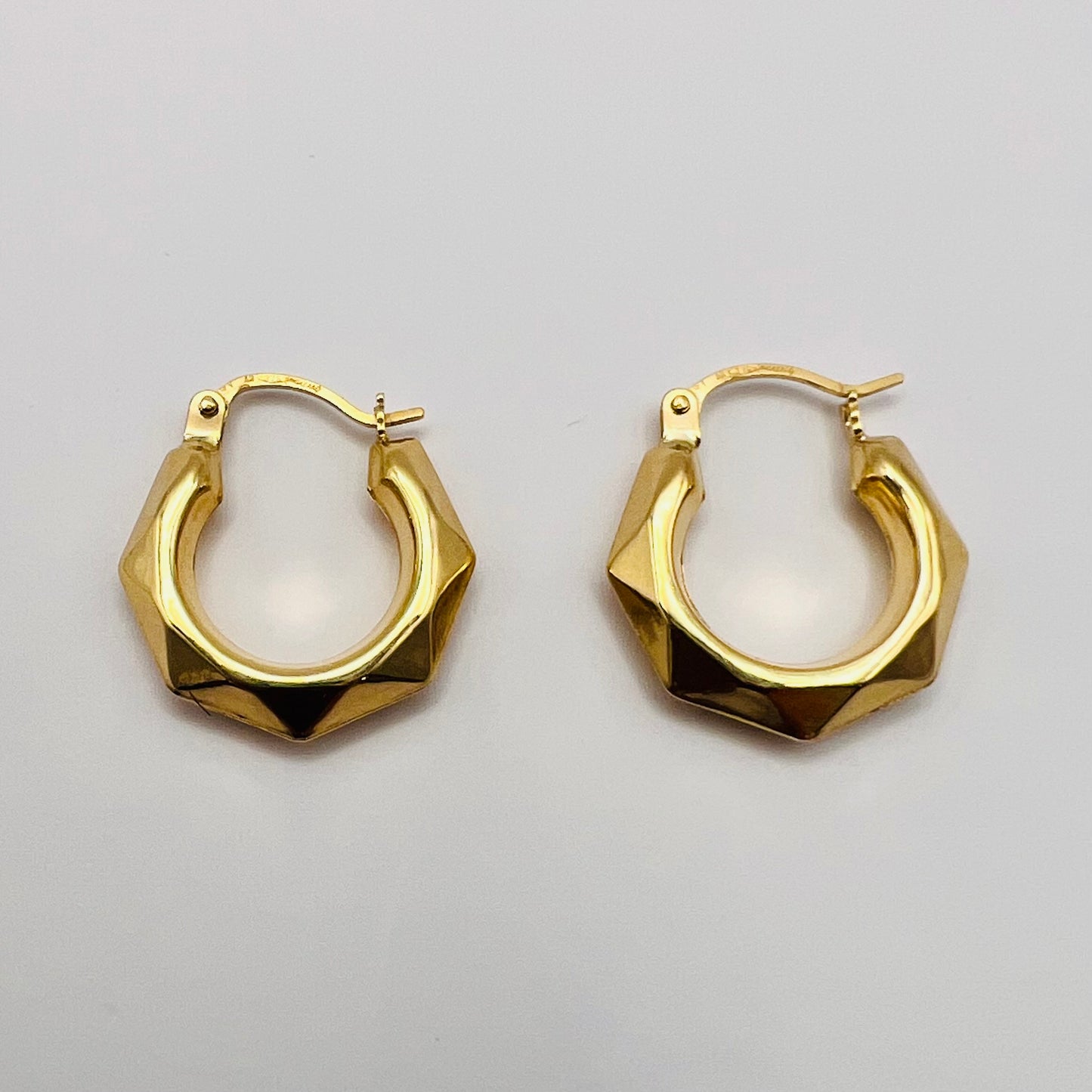 MADE in ITALY Solid 9ct Yellow Gold Hexagonal Hoops