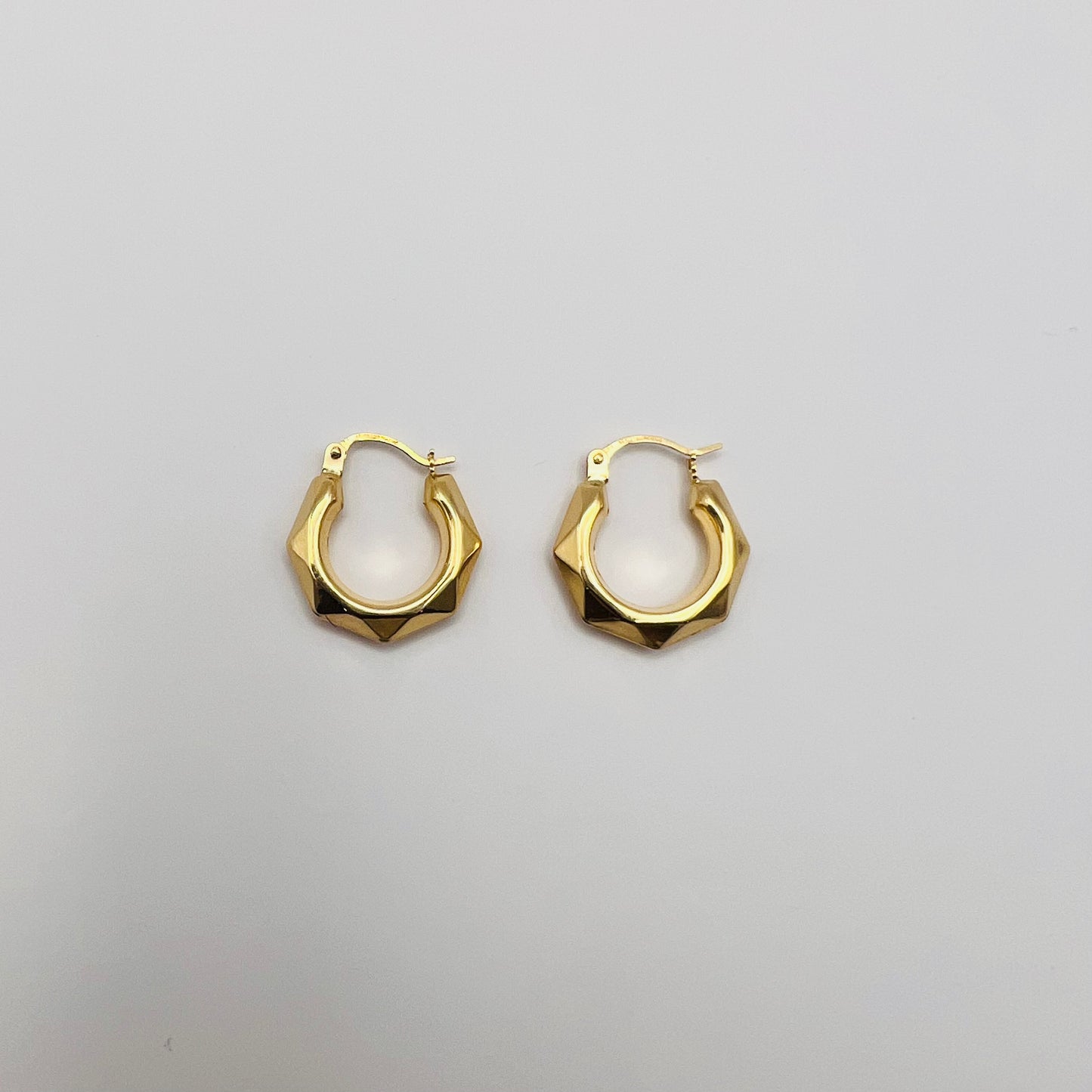 MADE in ITALY Solid 9ct Yellow Gold Hexagonal Hoops