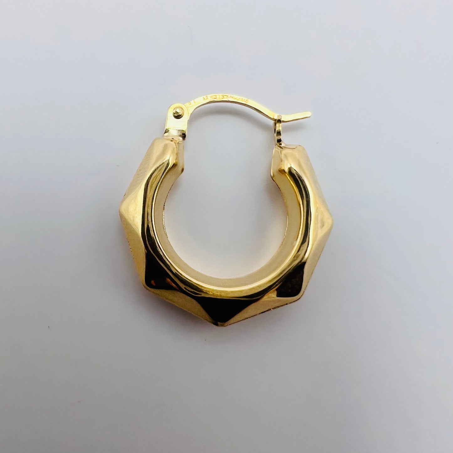 MADE in ITALY Solid 9ct Yellow Gold Hexagonal Hoops