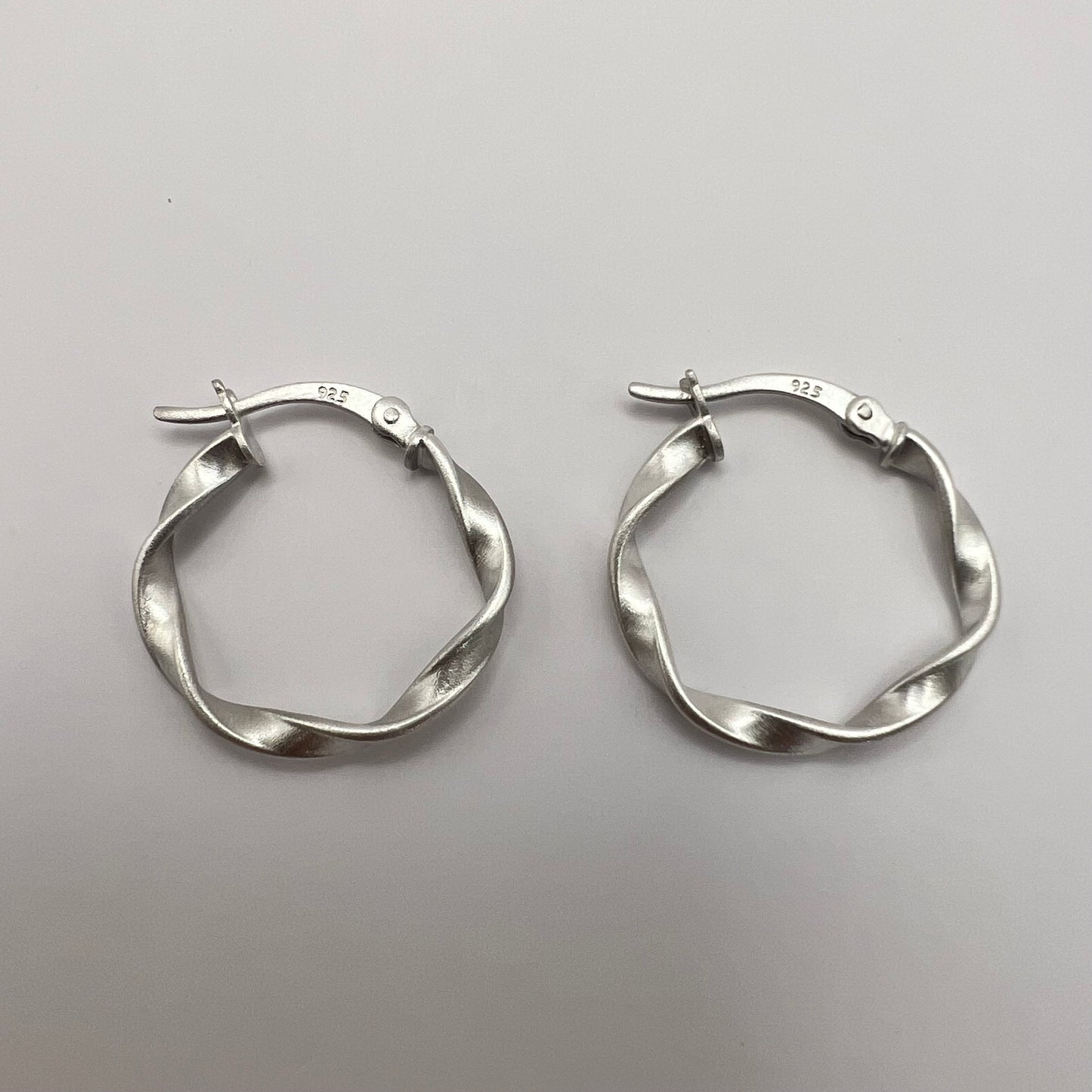 MADE in ENGLAND Satin Twist Hoops (sterling silver)