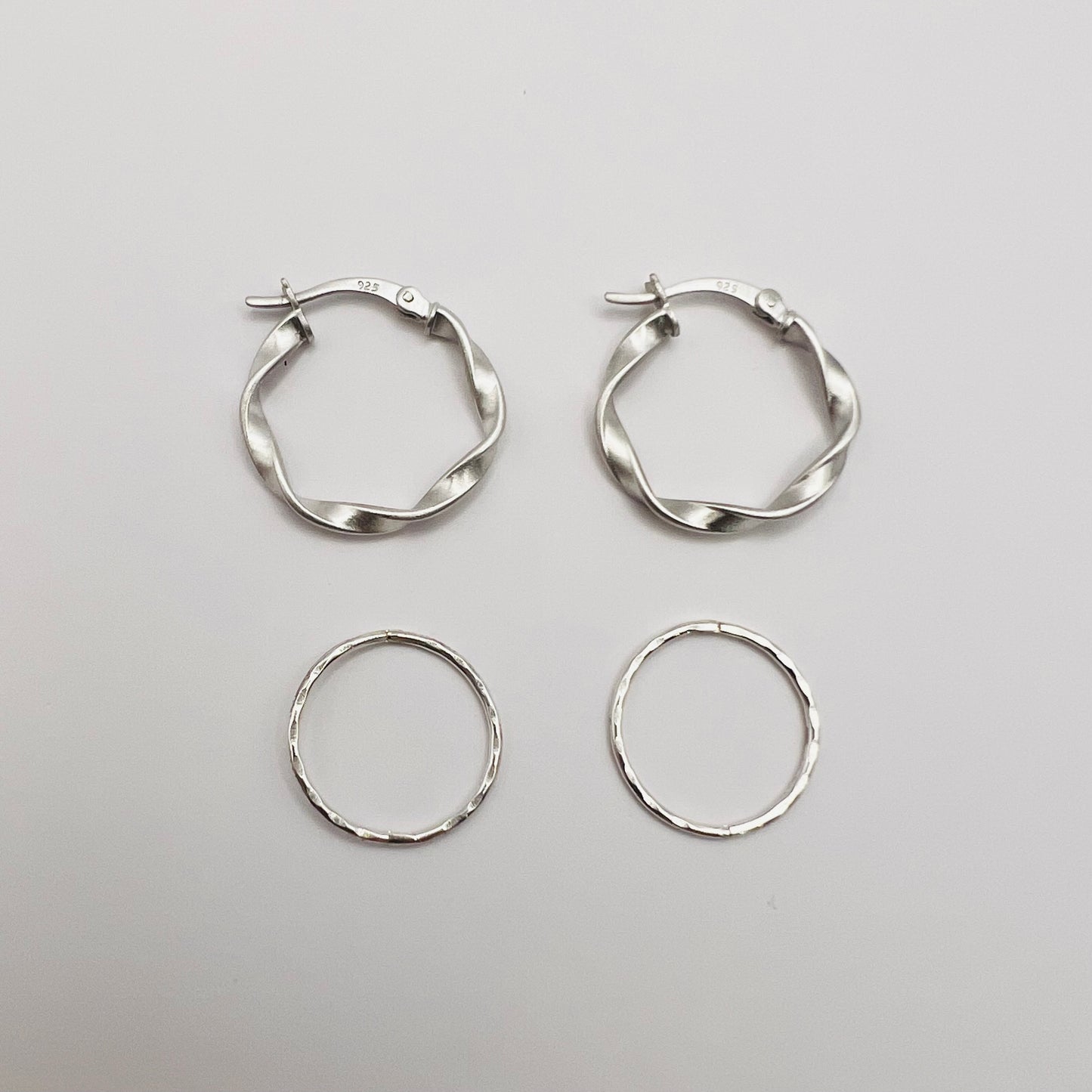 MADE in ENGLAND Satin Twist Hoops (sterling silver)