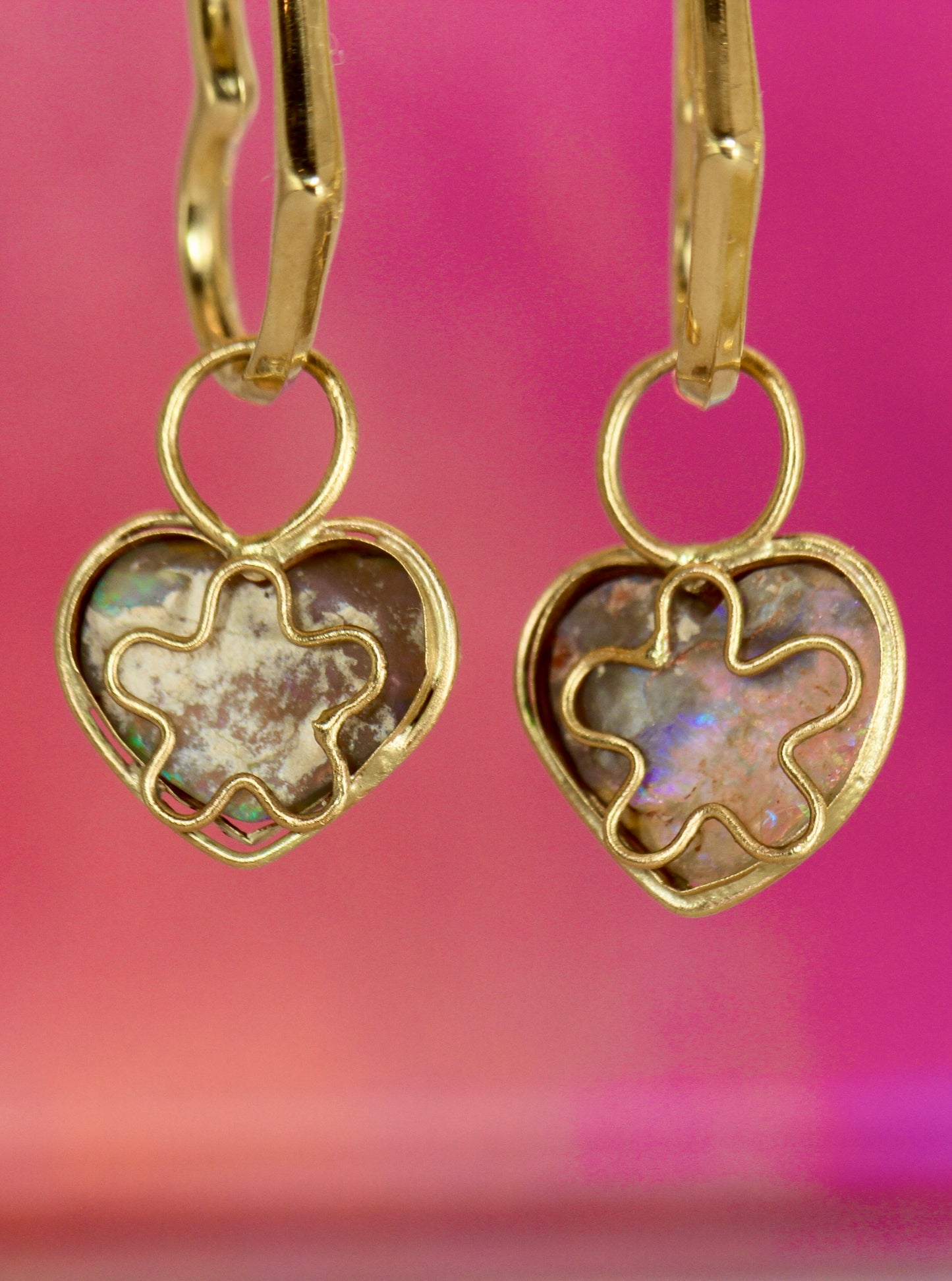 Blue Hearts of the Ocean Opal Charms in solid gold