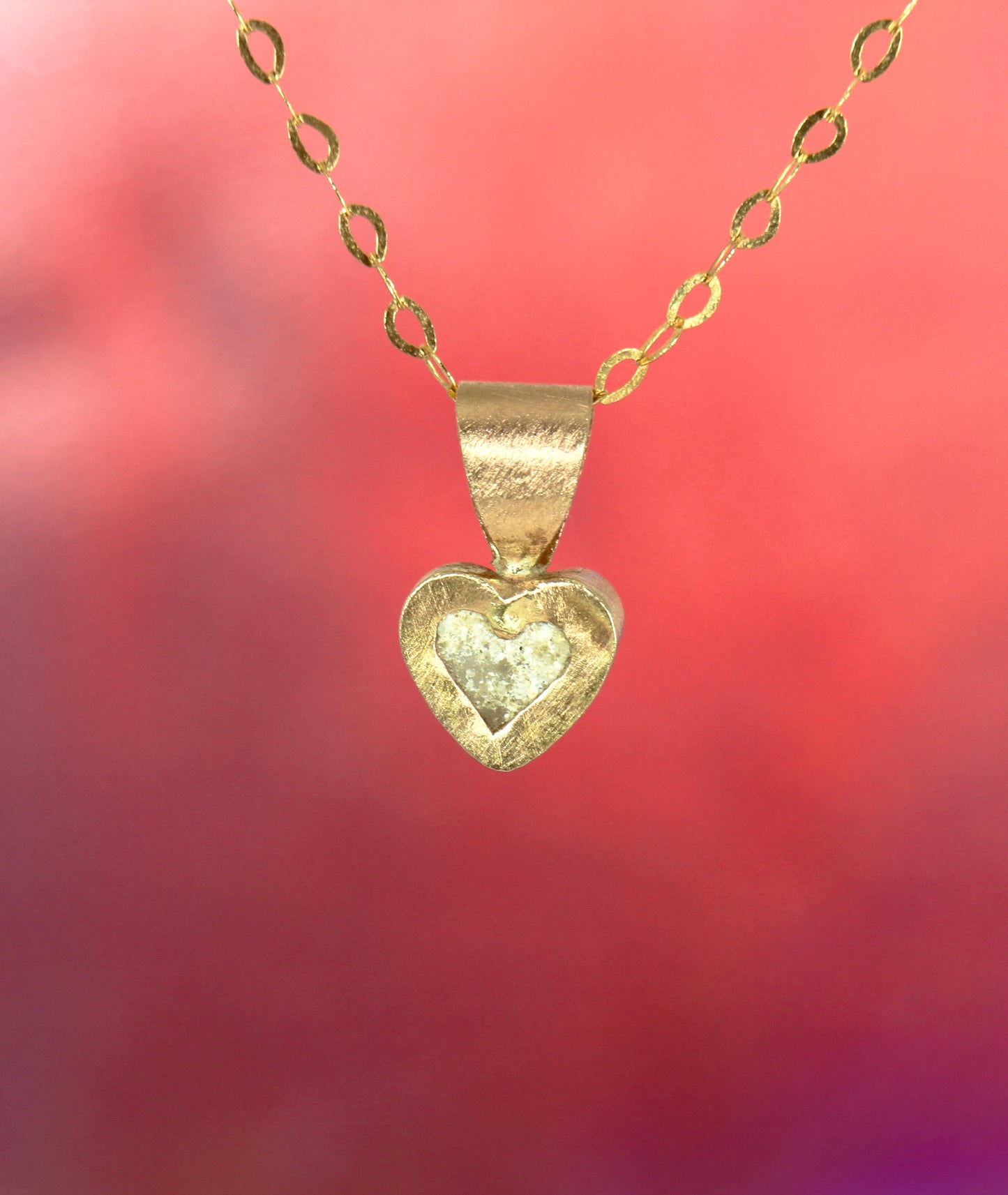 Sparkly Pink Heart Opal pendant in Solid 9ct Rose Gold