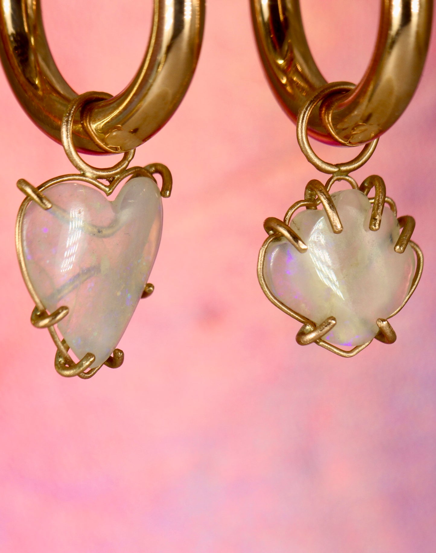 Mermaid Love Heart and Shell Opal Charms in solid 9ct Rose Gold