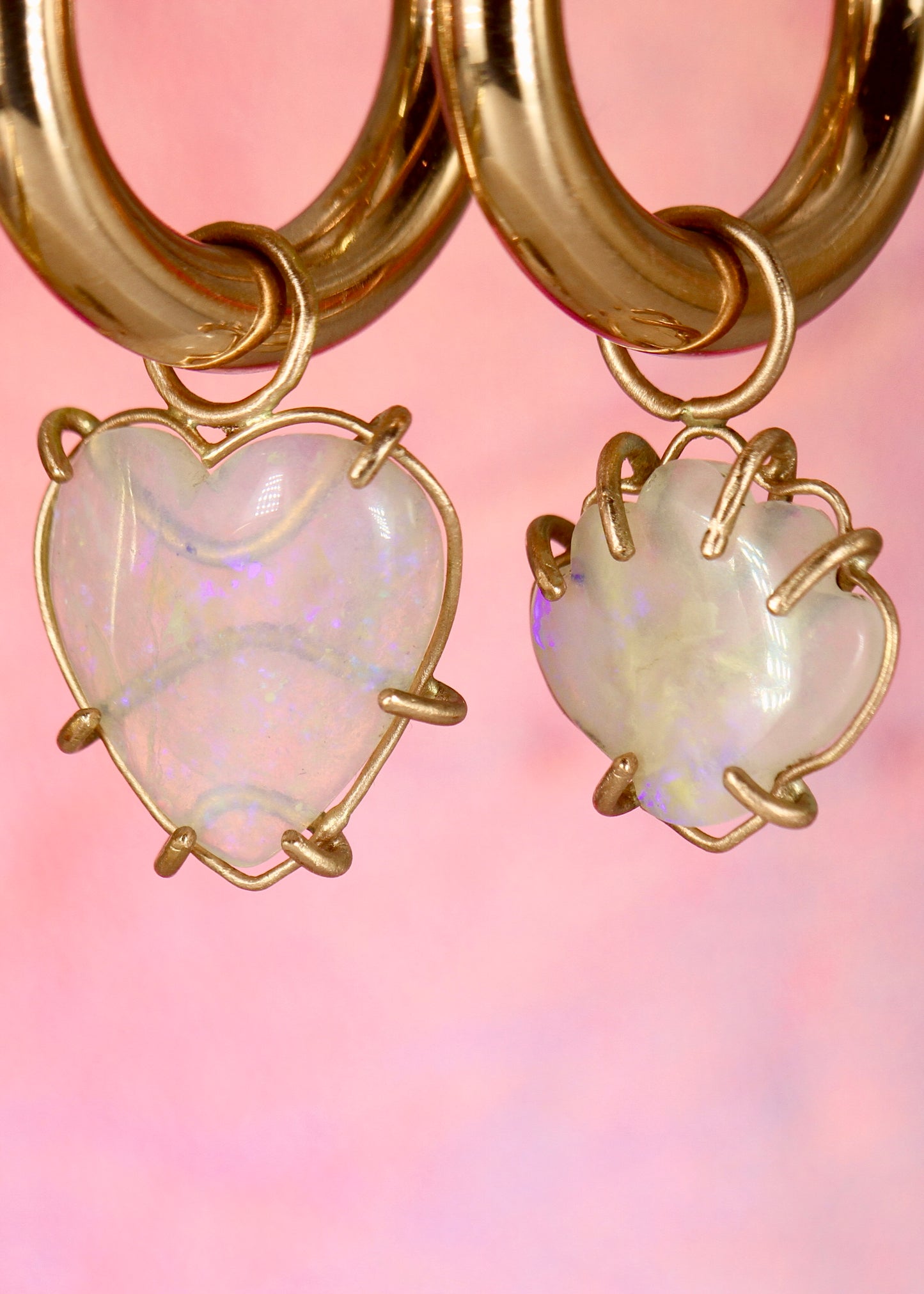 Mermaid Love Heart and Shell Opal Charms in solid 9ct Rose Gold