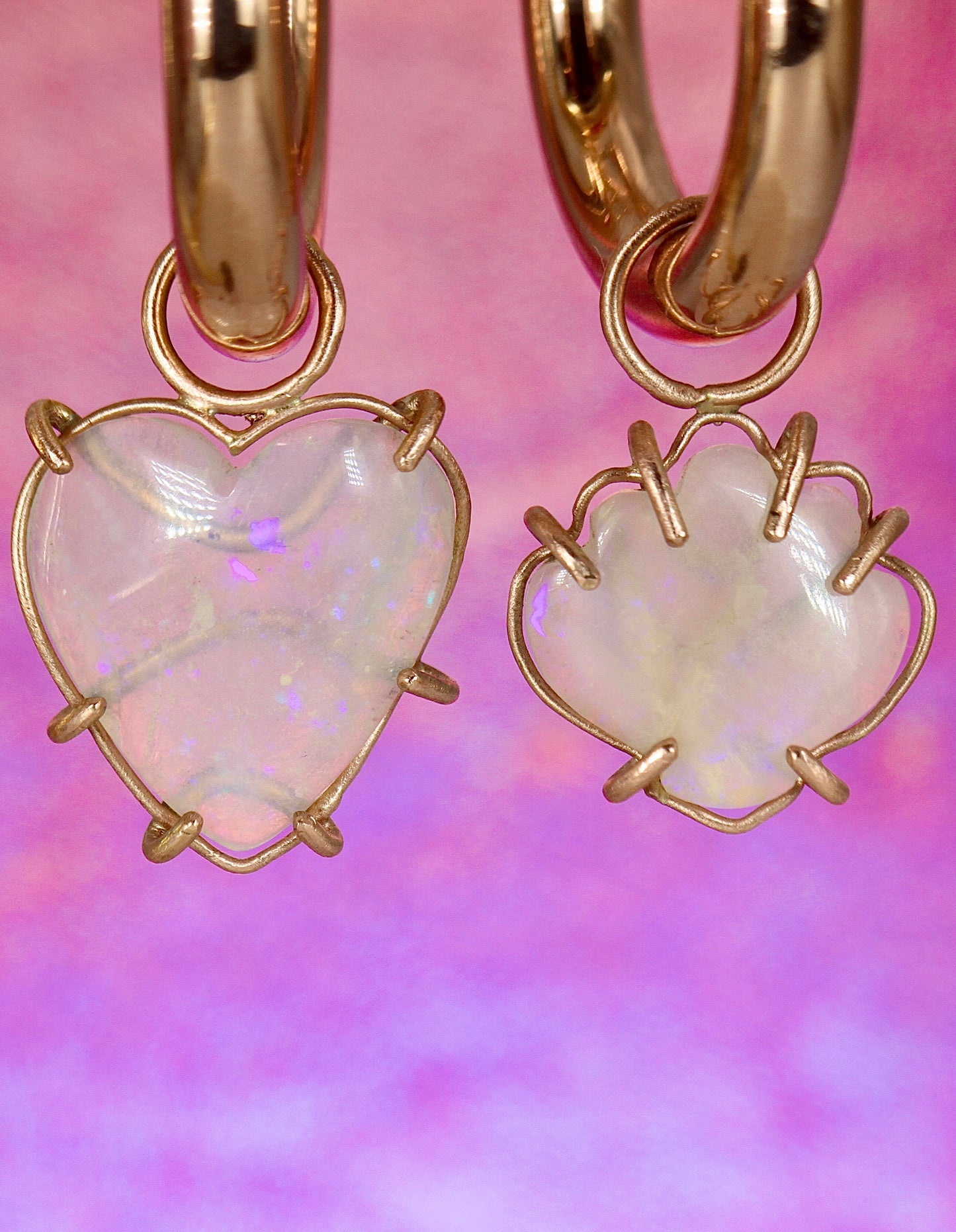 Mermaid Love Heart and Shell Opal Charms in solid 9ct Rose Gold