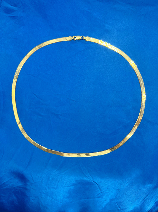 Herringbone necklace (Solid 14K yellow gold) 5mm