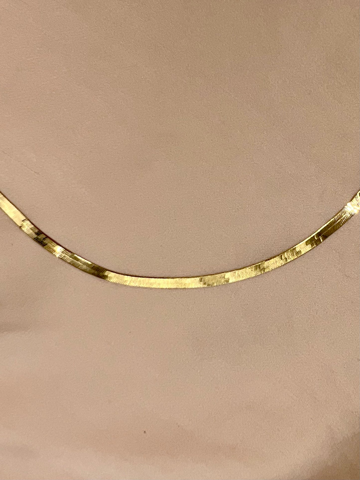 Herringbone necklace (Solid 14K yellow gold) 3mm