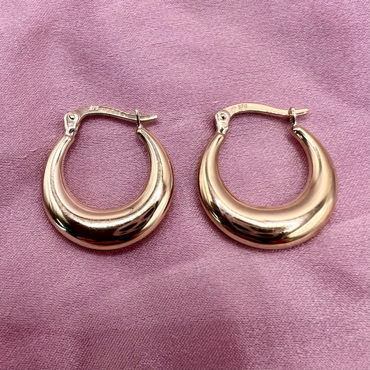 Crescent 🌙 Moon (Solid 9K yellow gold hoops)