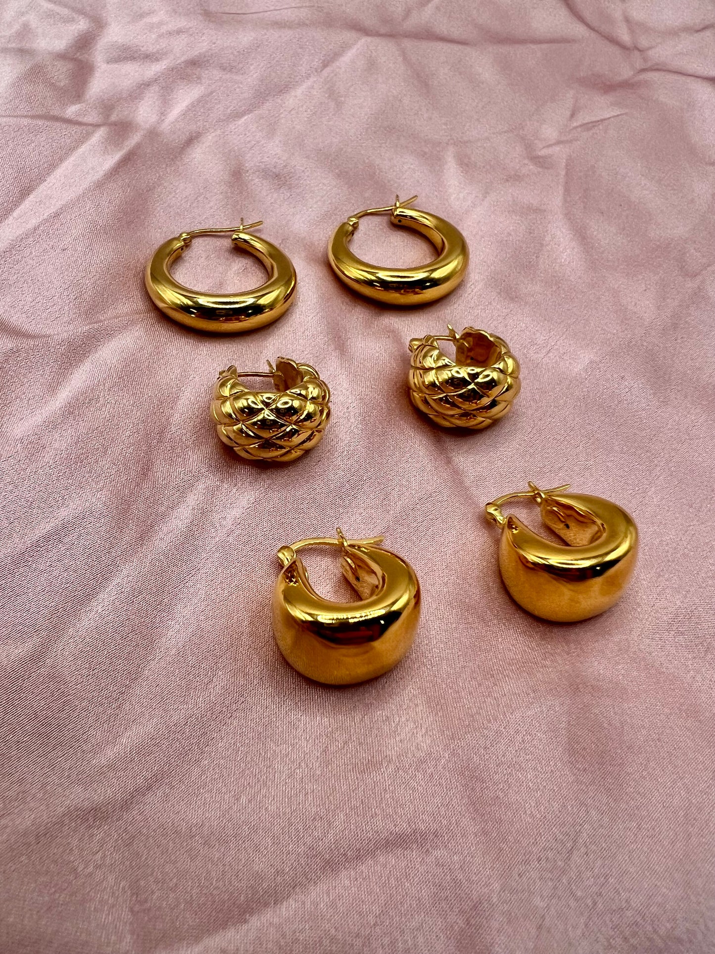 Puffy Hoop Earrings (Solid 14K Gold)