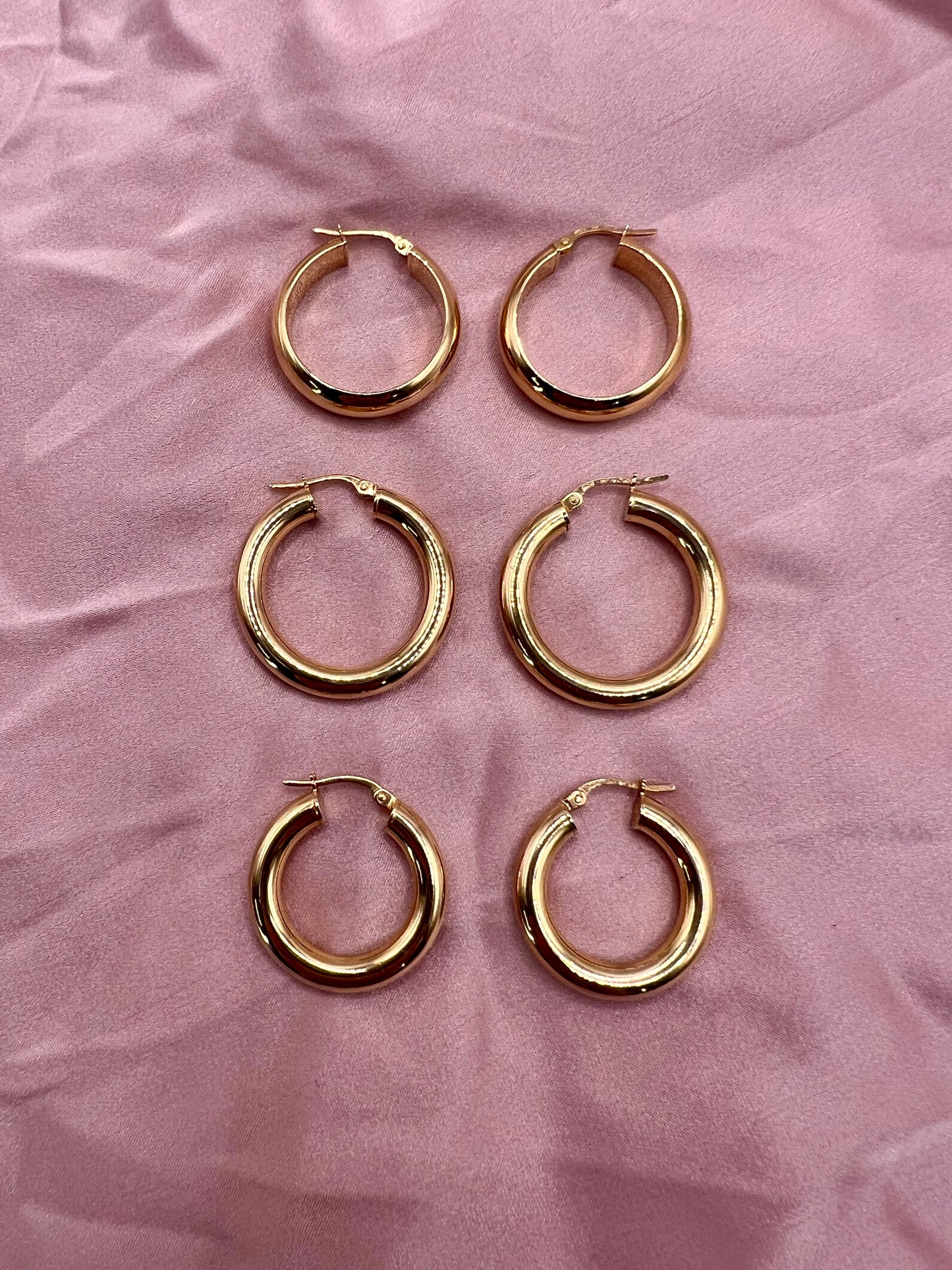 MADE in ITALY Half Round Hoops (Solid 9K yellow gold) 6mm