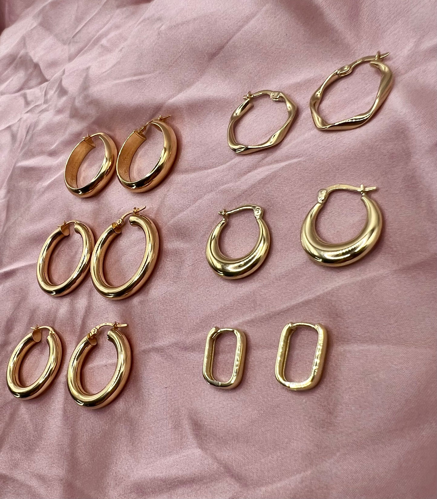 MADE in ITALY Half Round Hoops (Solid 9K yellow gold) 6mm