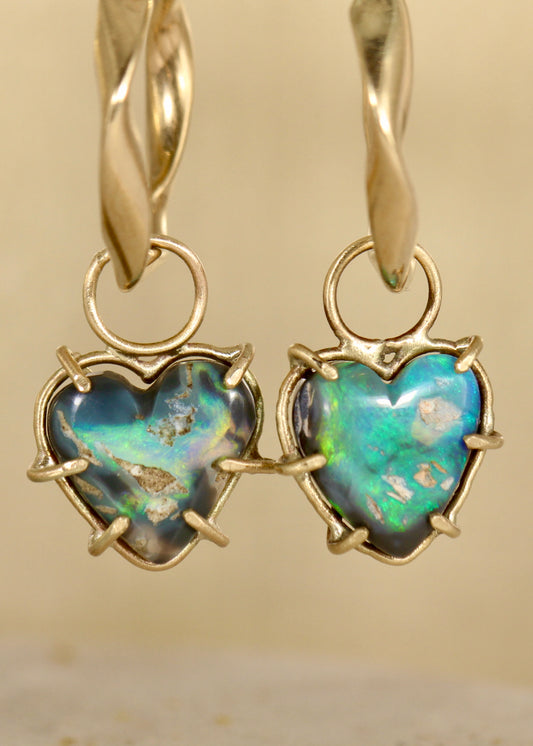 Black Opal Turquoise Heart Earring Charms