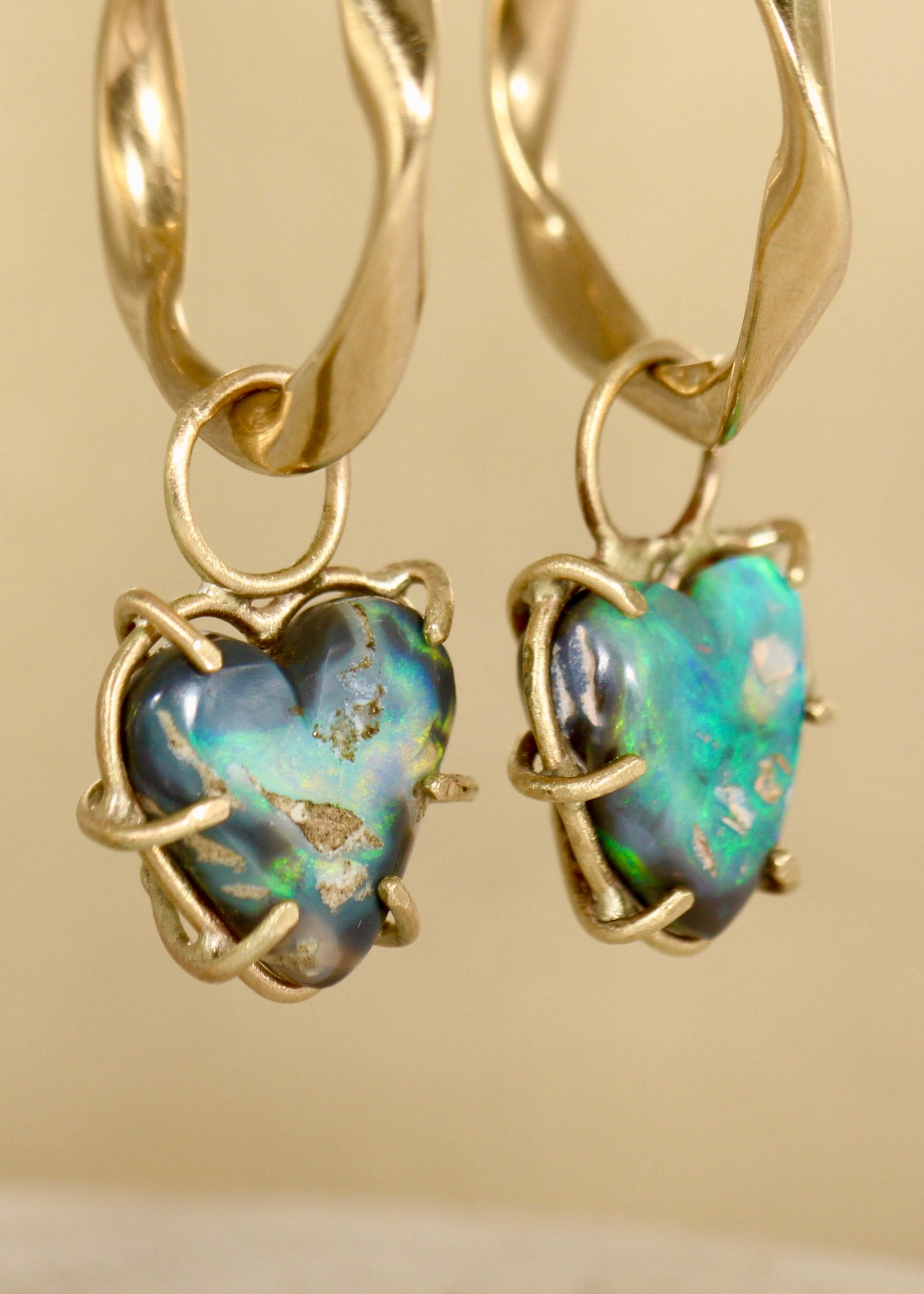 Black Opal Turquoise Heart Earring Charms