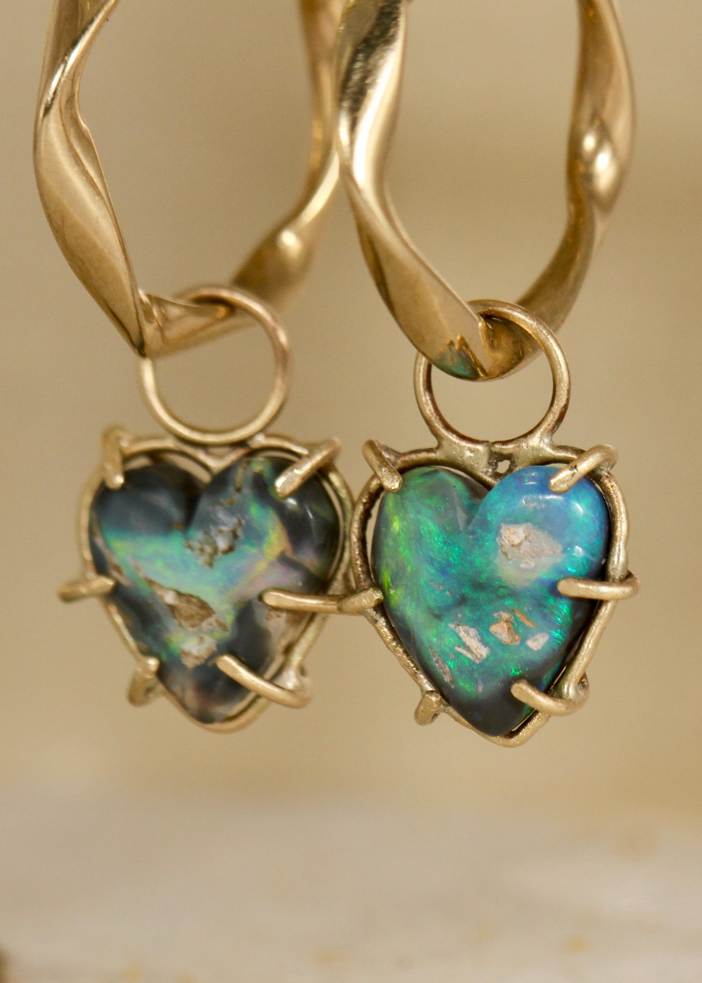 Black Opal Turquoise Heart Earring Charms