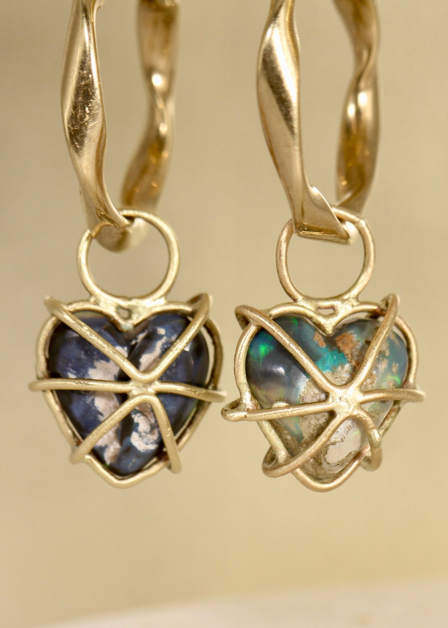 Black Opal Turquoise Heart Earring Charms