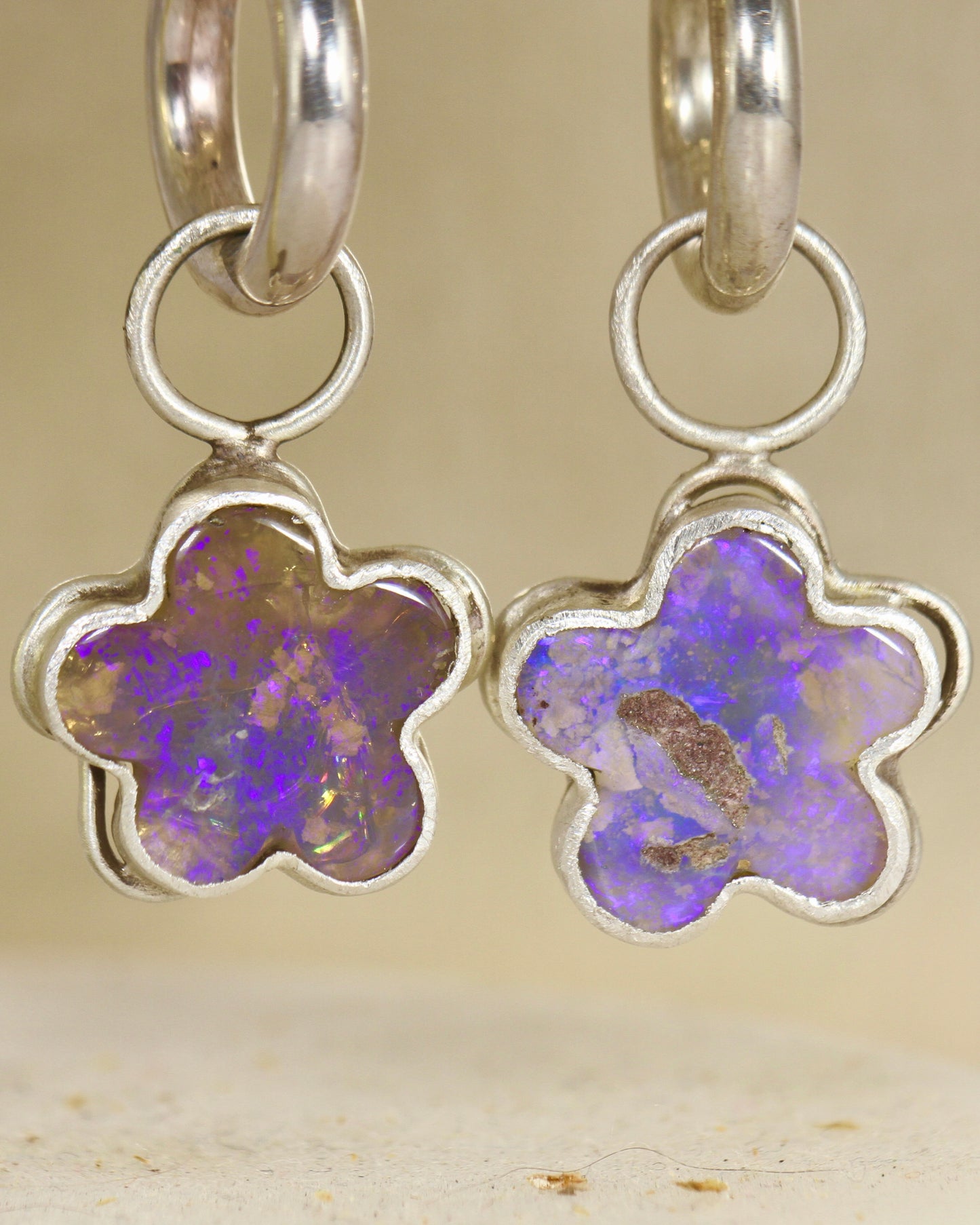 Mod Flower Purple Crystal Opal Charms