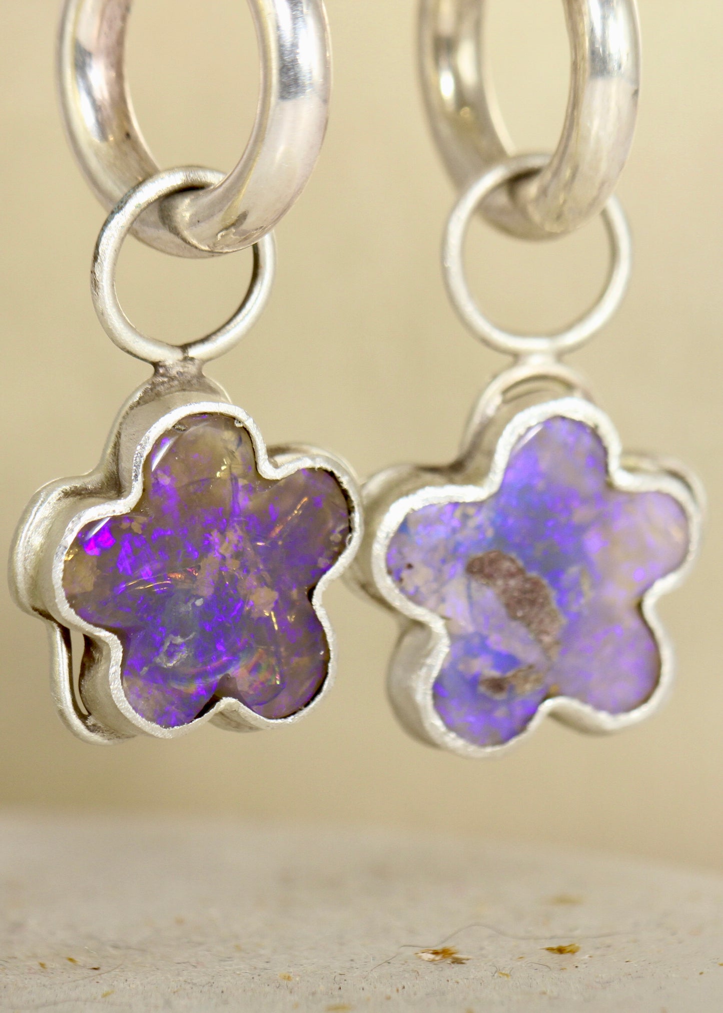 Mod Flower Purple Crystal Opal Charms