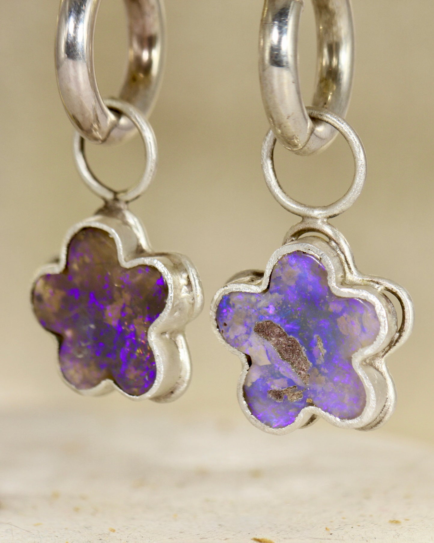 Mod Flower Purple Crystal Opal Charms