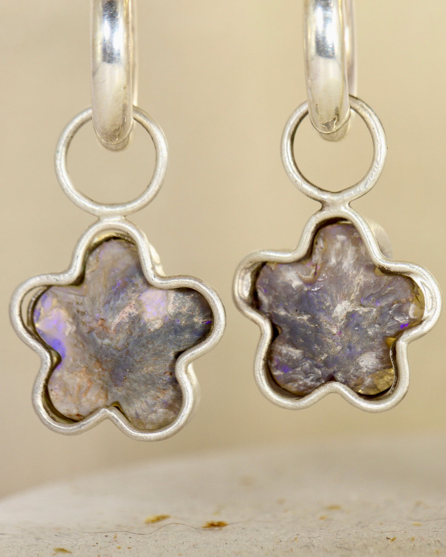 Mod Flower Purple Crystal Opal Charms