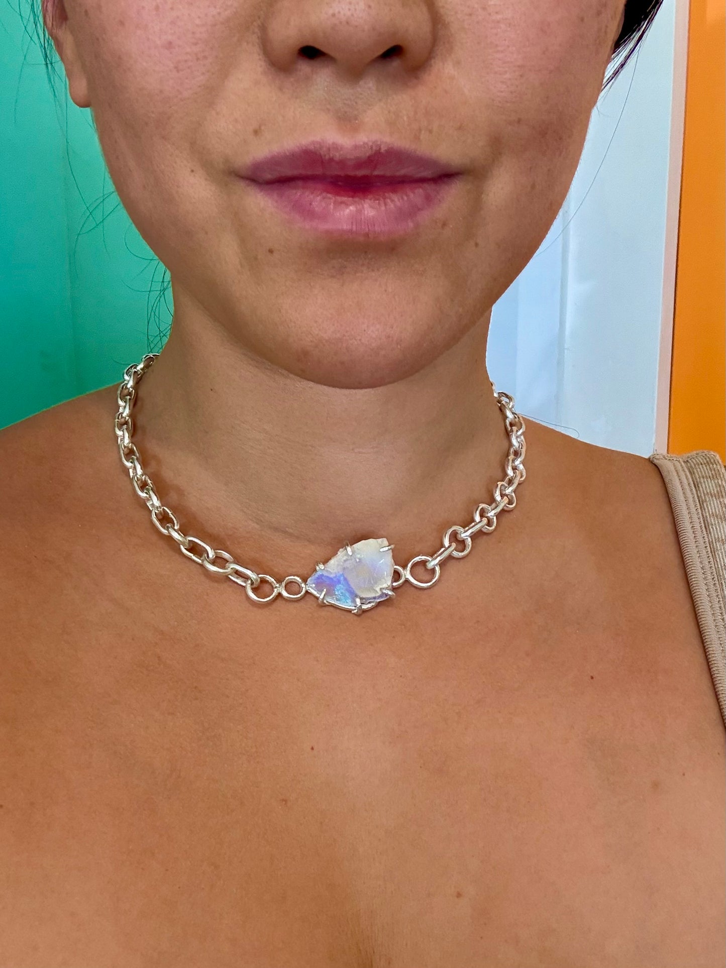 Chunky Natural Aussie Opal Choker Chain - Handmade to Order