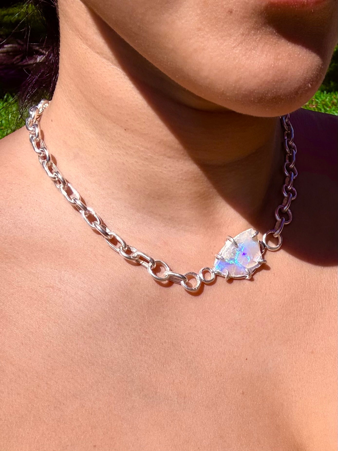 Chunky Natural Aussie Opal Choker Chain - Handmade to Order