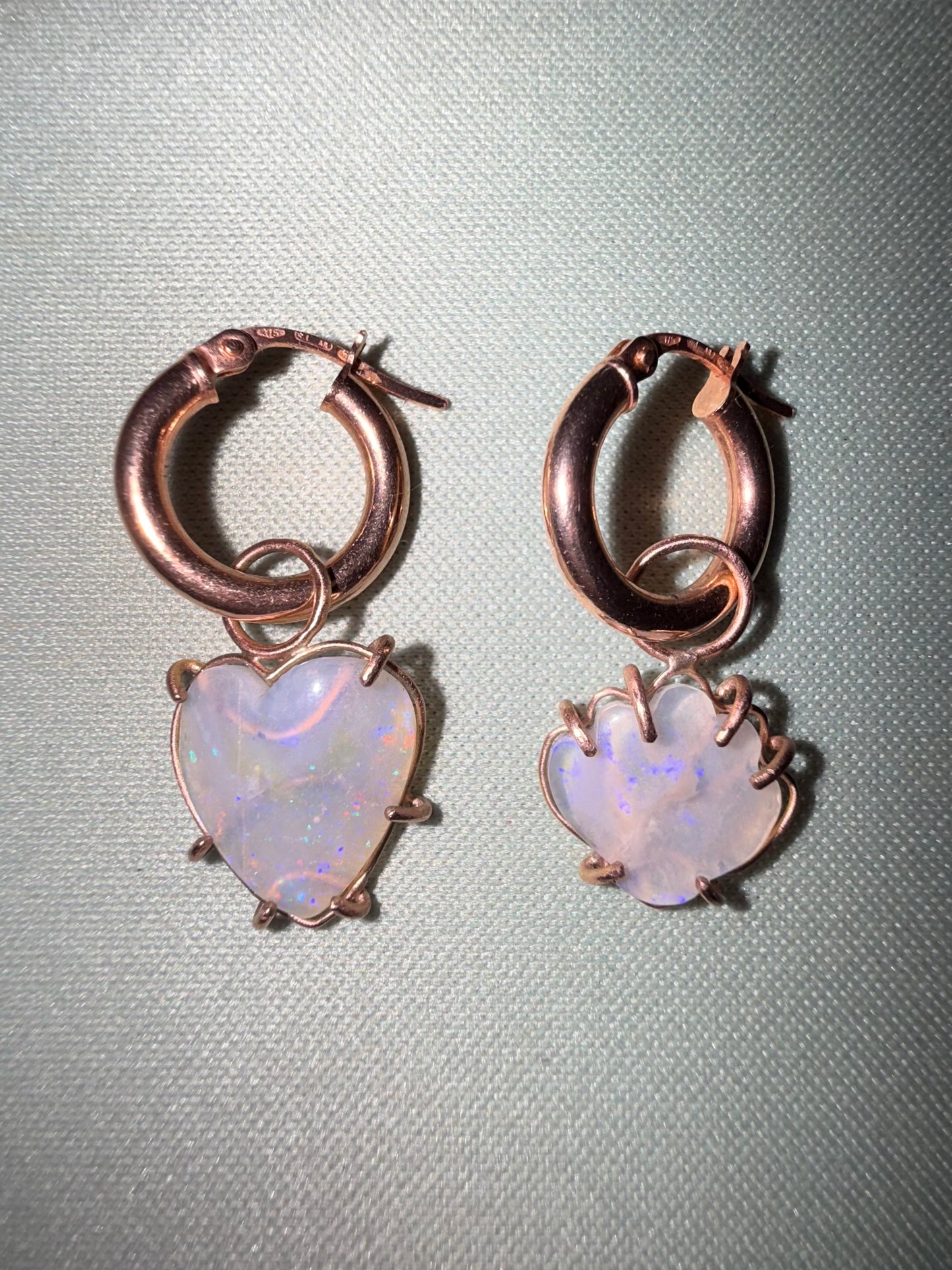Mermaid Love Heart and Shell Opal Charms in solid 9ct Rose Gold