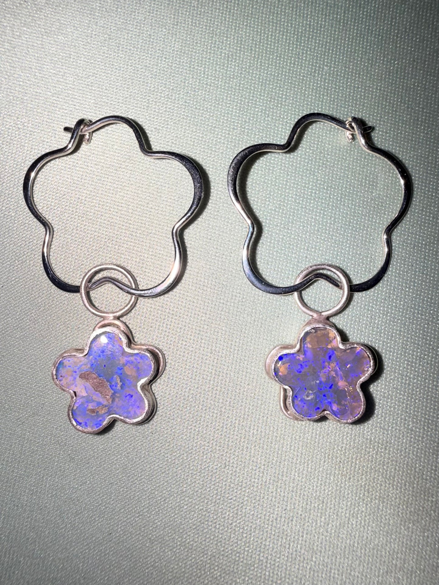 Mod Flower Purple Crystal Opal Charms