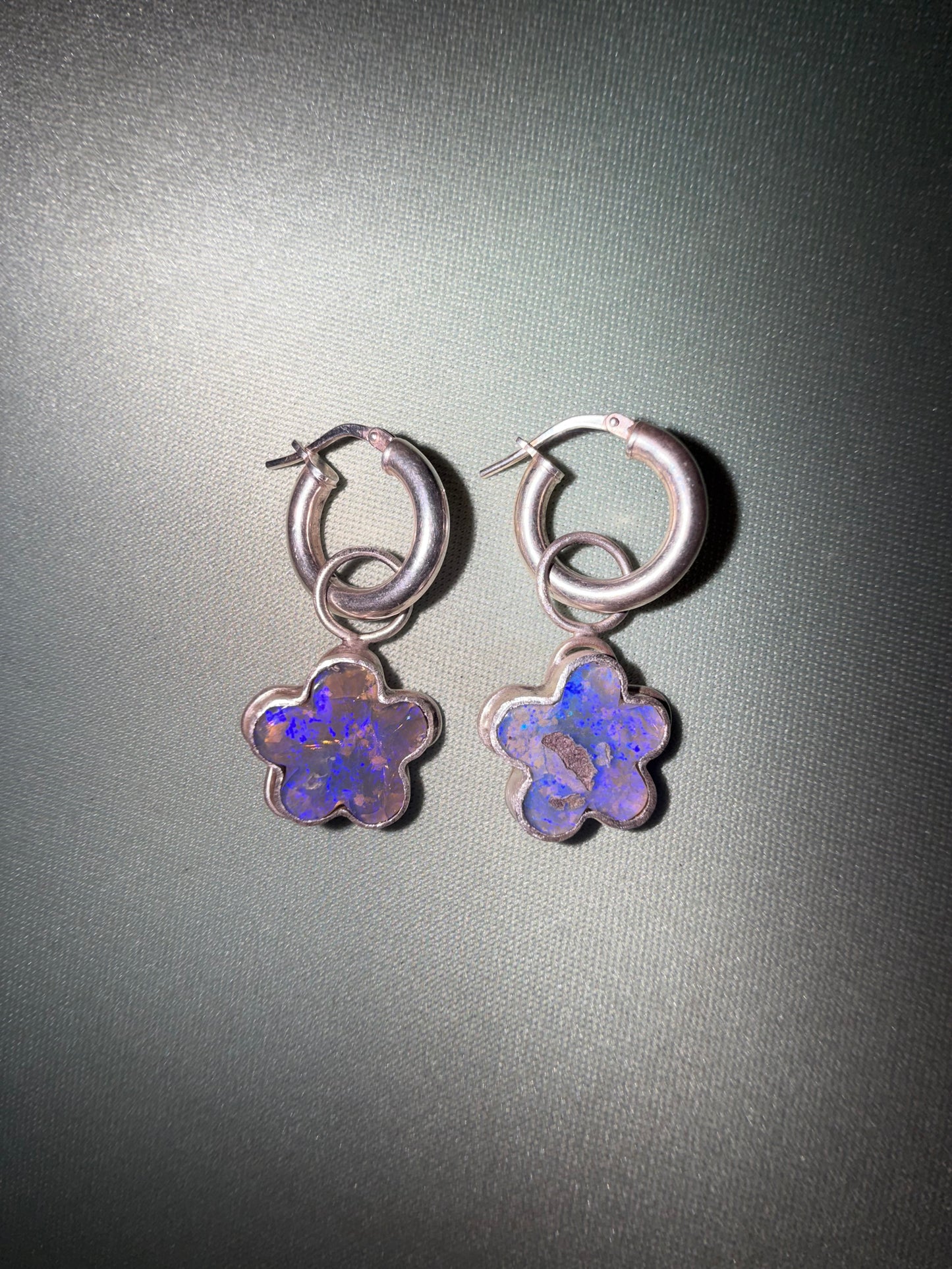 Mod Flower Purple Crystal Opal Charms