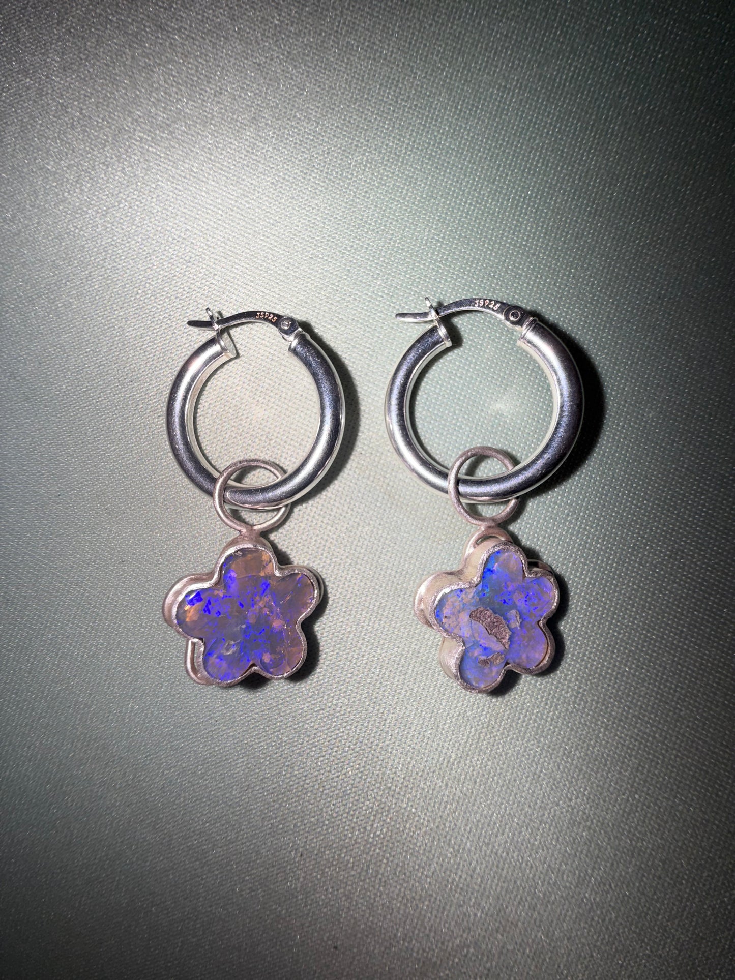 Mod Flower Purple Crystal Opal Charms