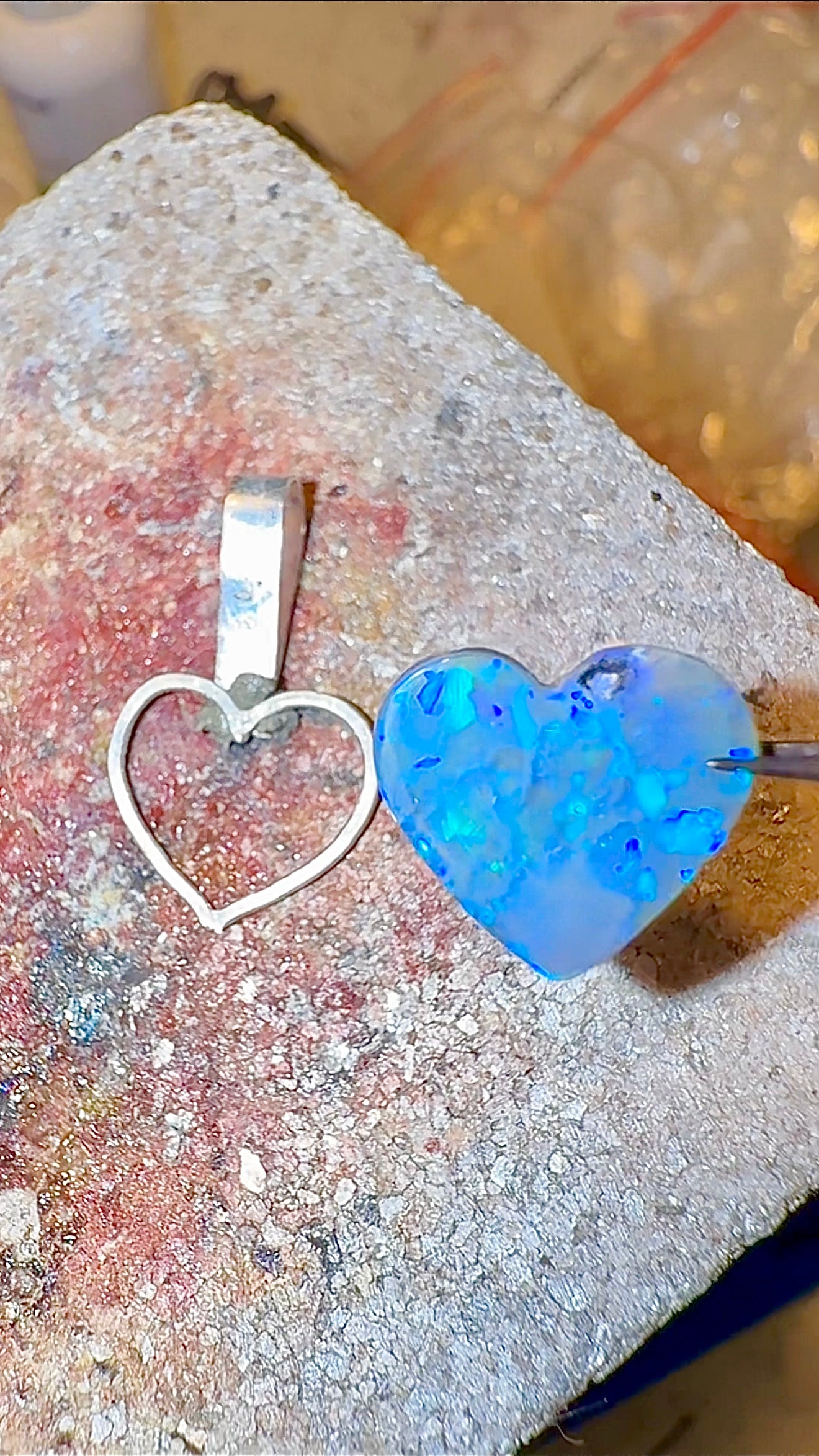 Deep Blue Heart of the Ocean Opal Pendant in Silver