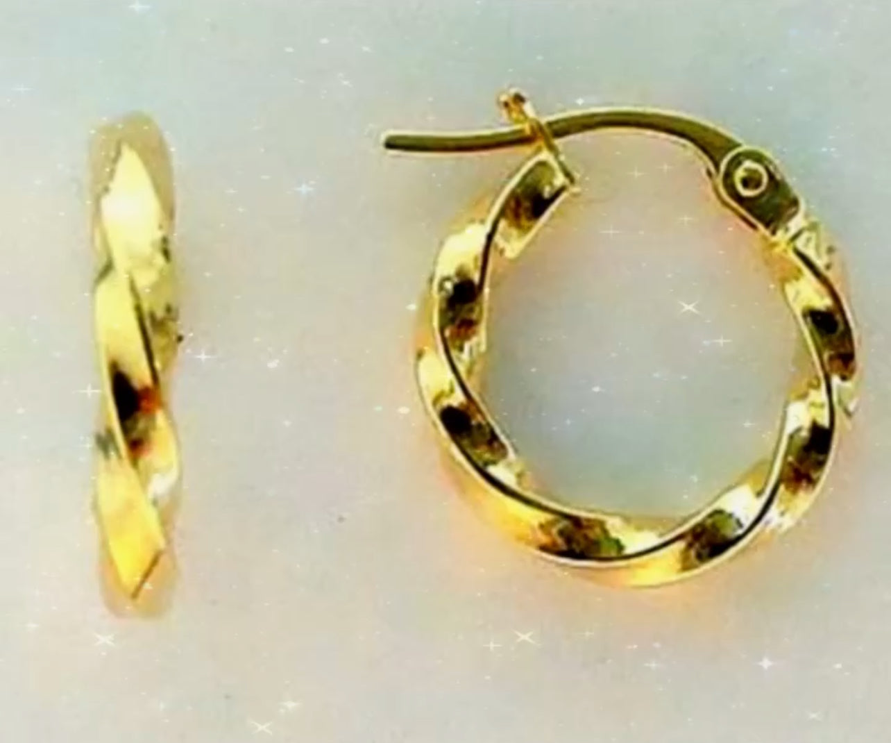 MADE in ITALY Solid 9ct Yellow Gold Twist Hoops