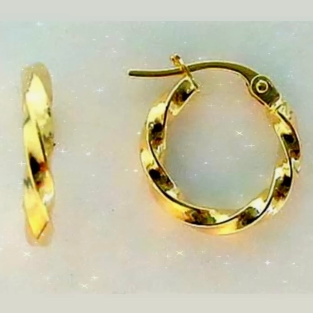 MADE in ITALY Solid 9ct Yellow Gold Twist Hoops