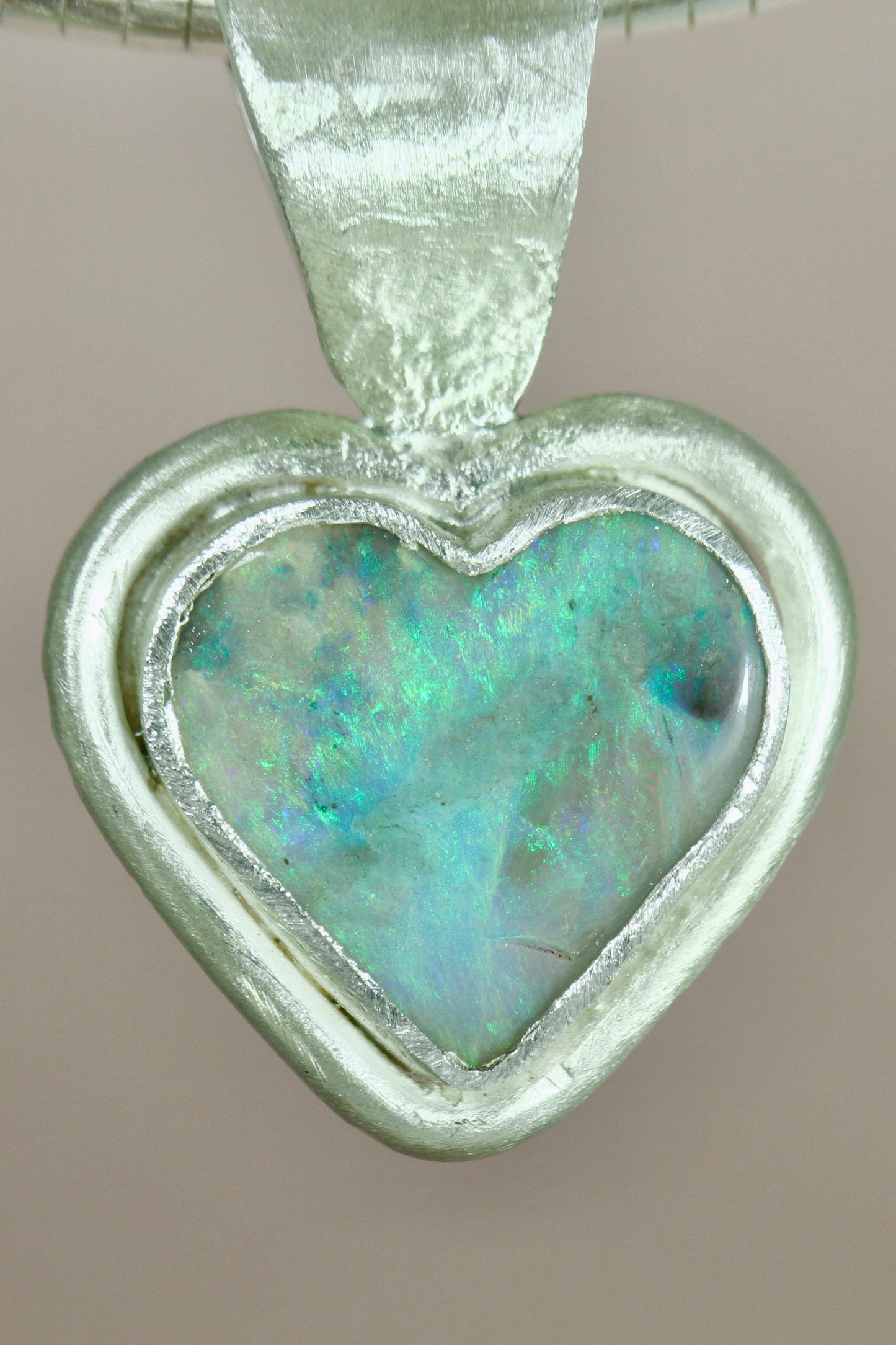 Turquoise Heart Opal Pendant in Silver - Heart of the Ocean