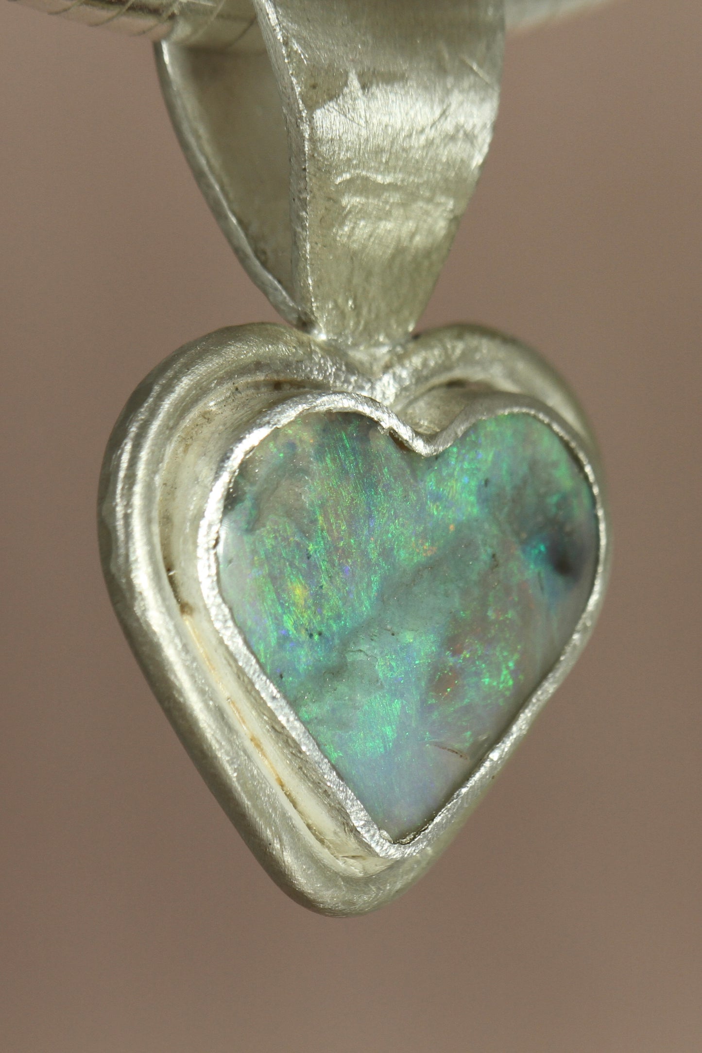 Turquoise Heart Opal Pendant in Silver - Heart of the Ocean