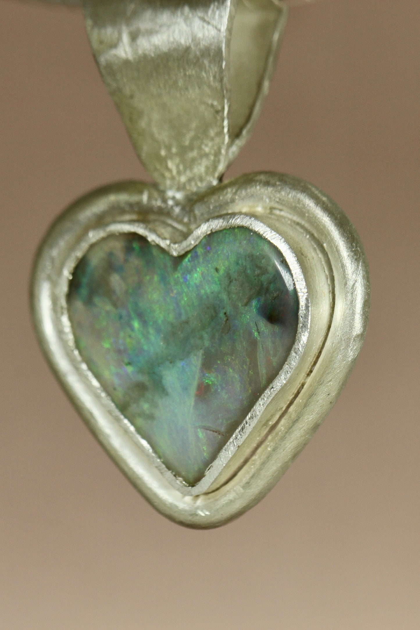 Turquoise Heart Opal Pendant in Silver - Heart of the Ocean