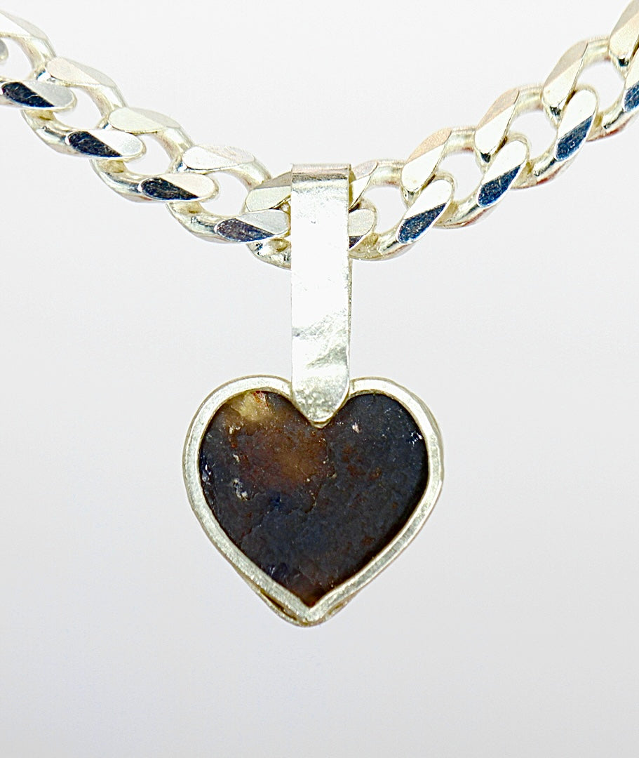 Deep Blue Heart of the Ocean Opal Pendant in Silver