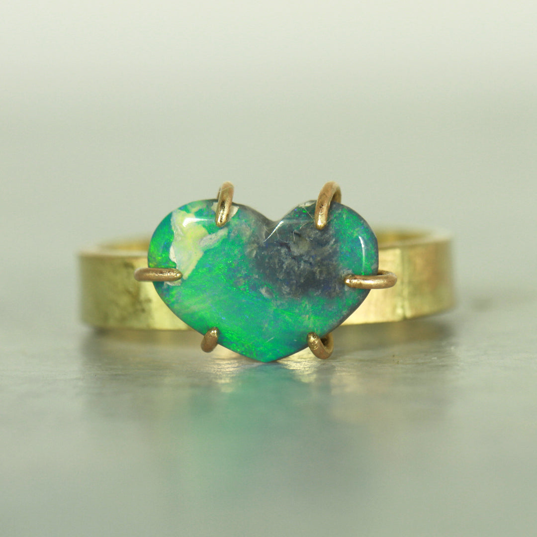 Turquoise Heart Opal Ring (Solid 9ct Gold)