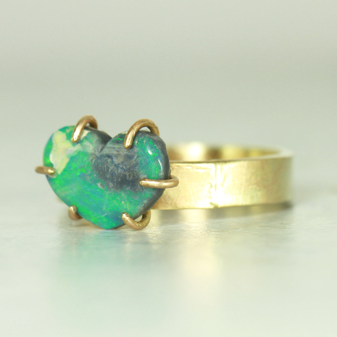 Turquoise Heart Opal Ring (Solid 9ct Gold)