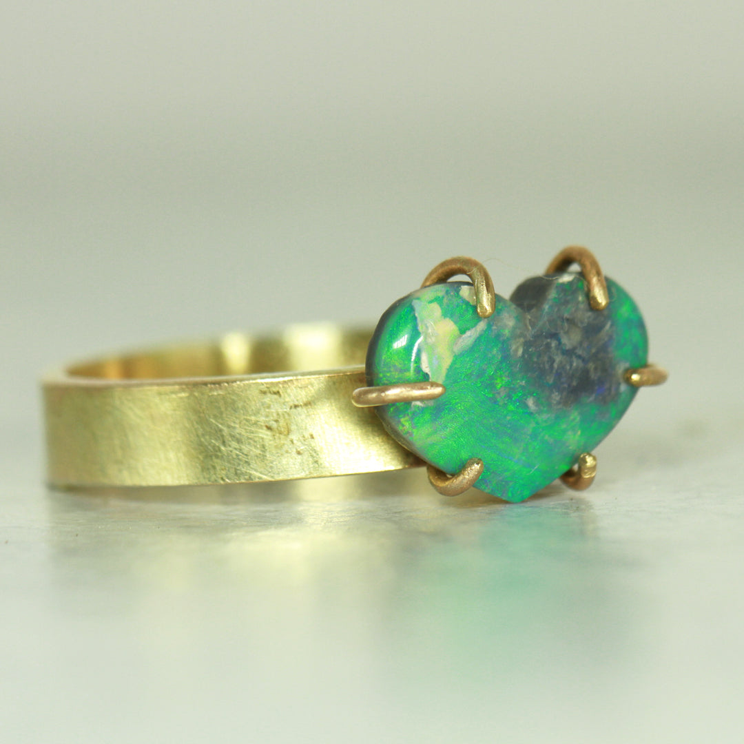 Turquoise Heart Opal Ring (Solid 9ct Gold)